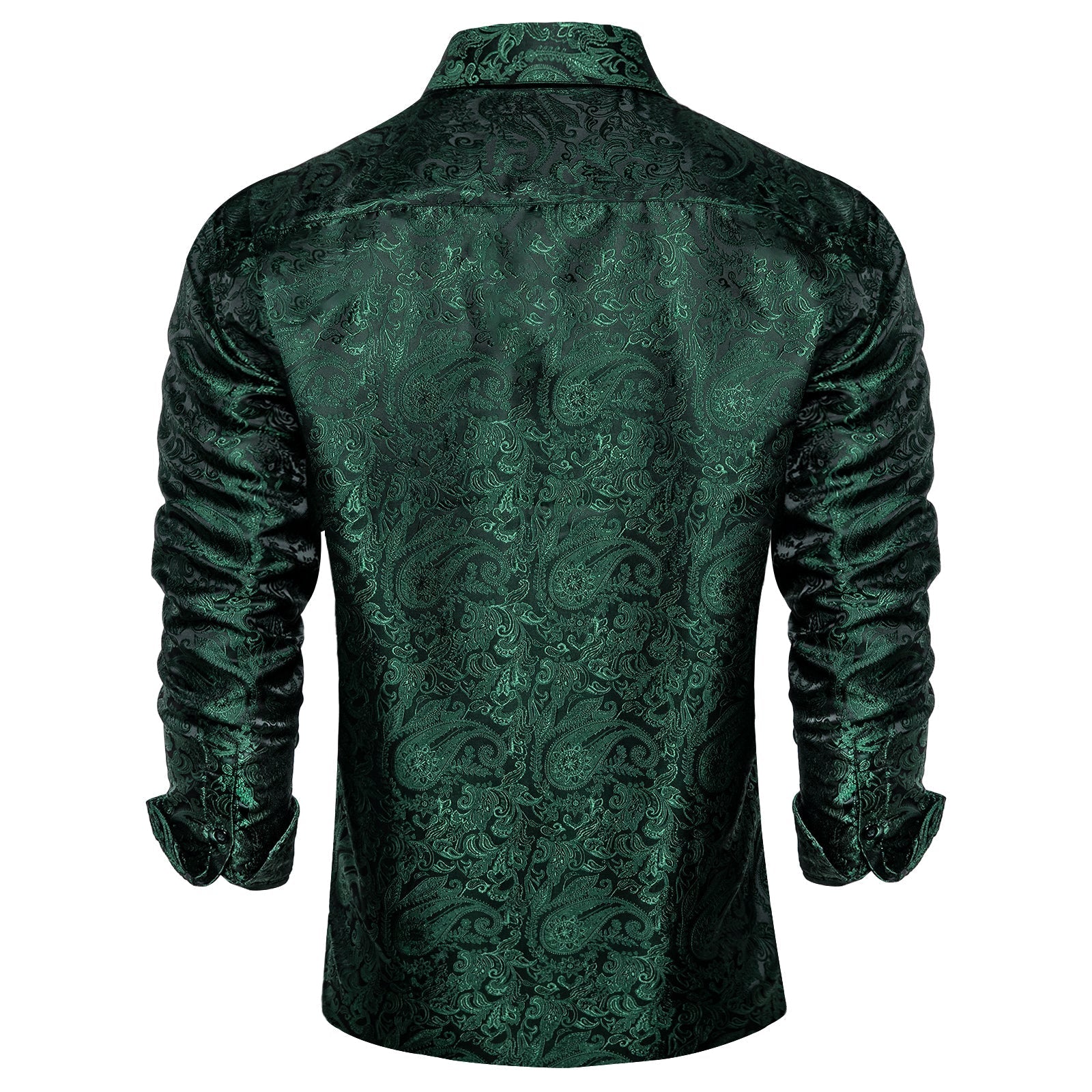 Dark Green Paisley Dress Shirt - GentCrest - View 5
