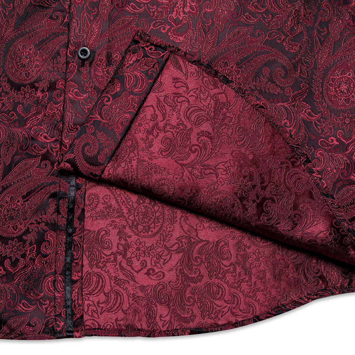 Dark Red Paisley Dress Shirt - GentCrest - View 4