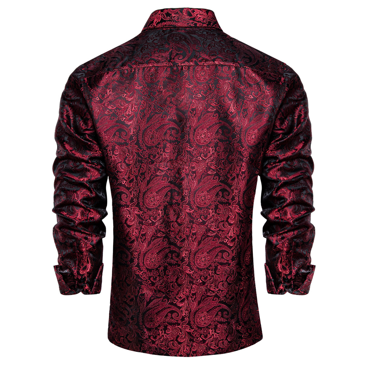 Dark Red Paisley Dress Shirt - GentCrest - View 5