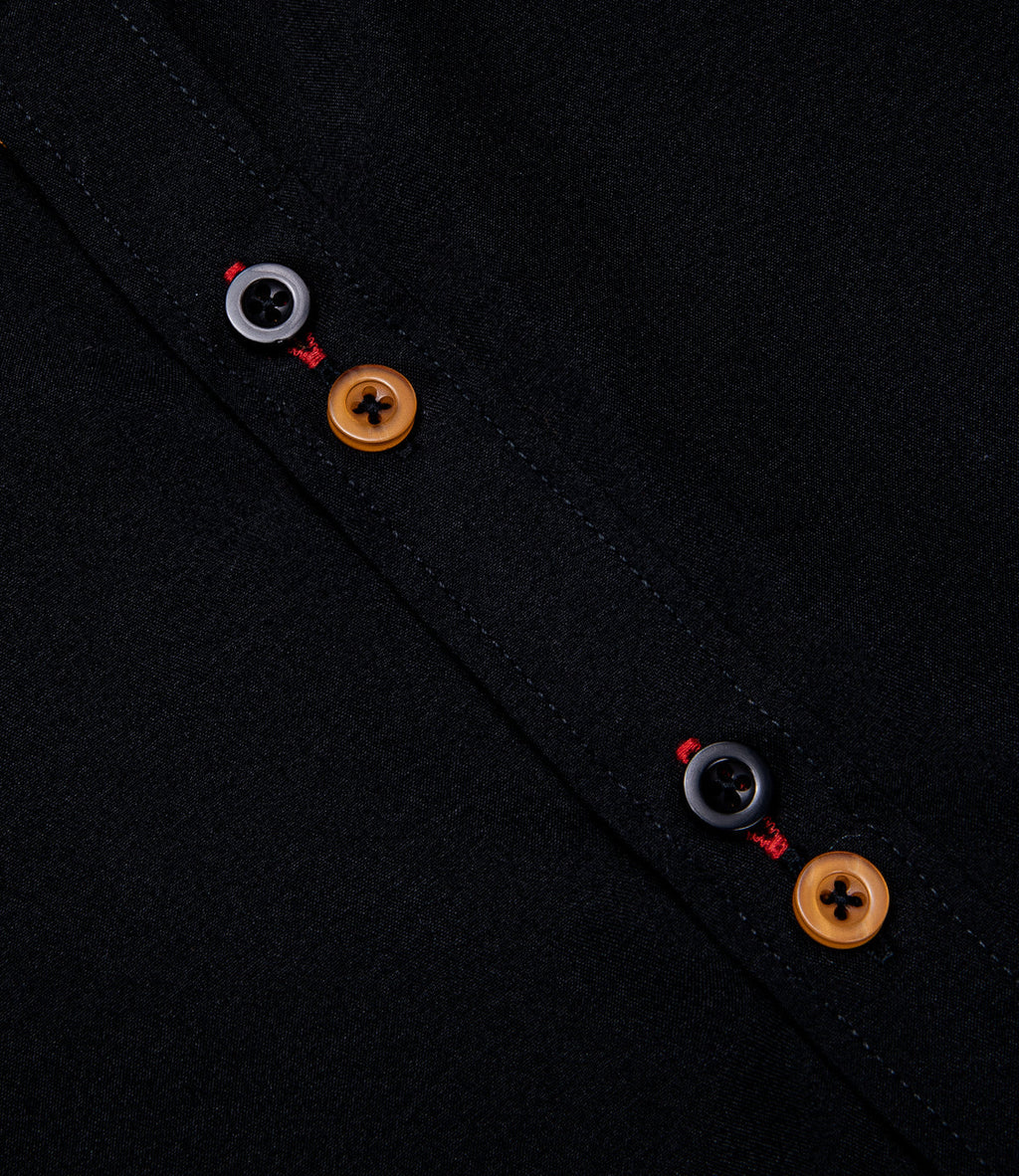 Black With Gold Paisley Accent Dress Shirt - GentCrest - View 3