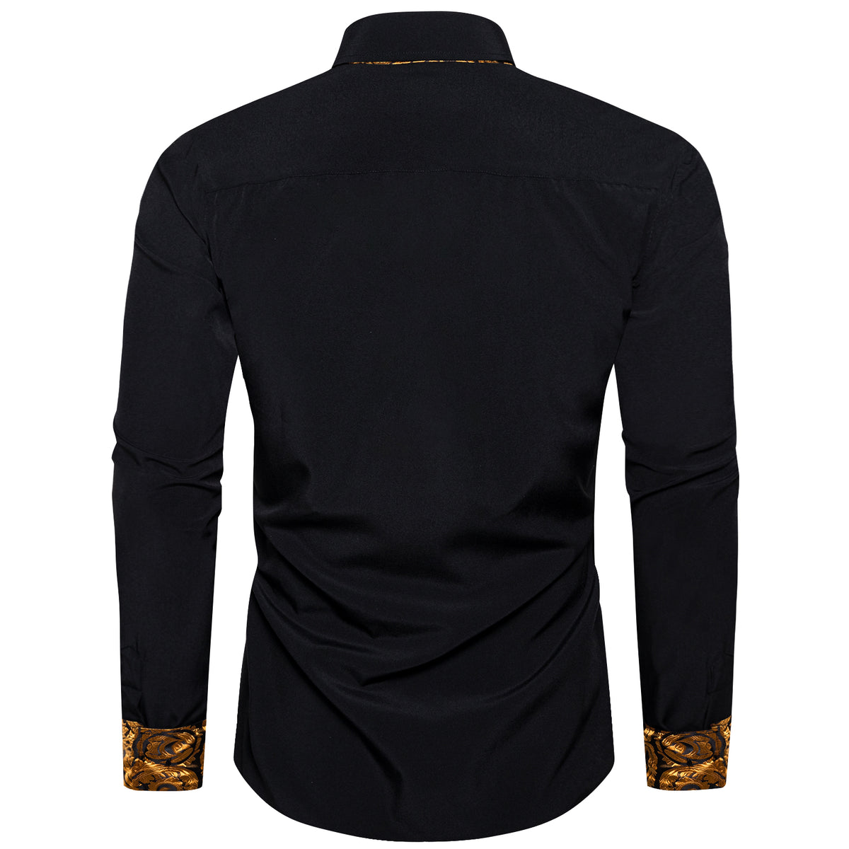 Black With Gold Paisley Accent Dress Shirt - GentCrest - View 4