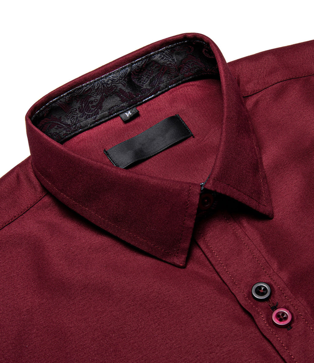 Burgundy With Black Paisley Accent Dress Shirt - GentCrest - View 3