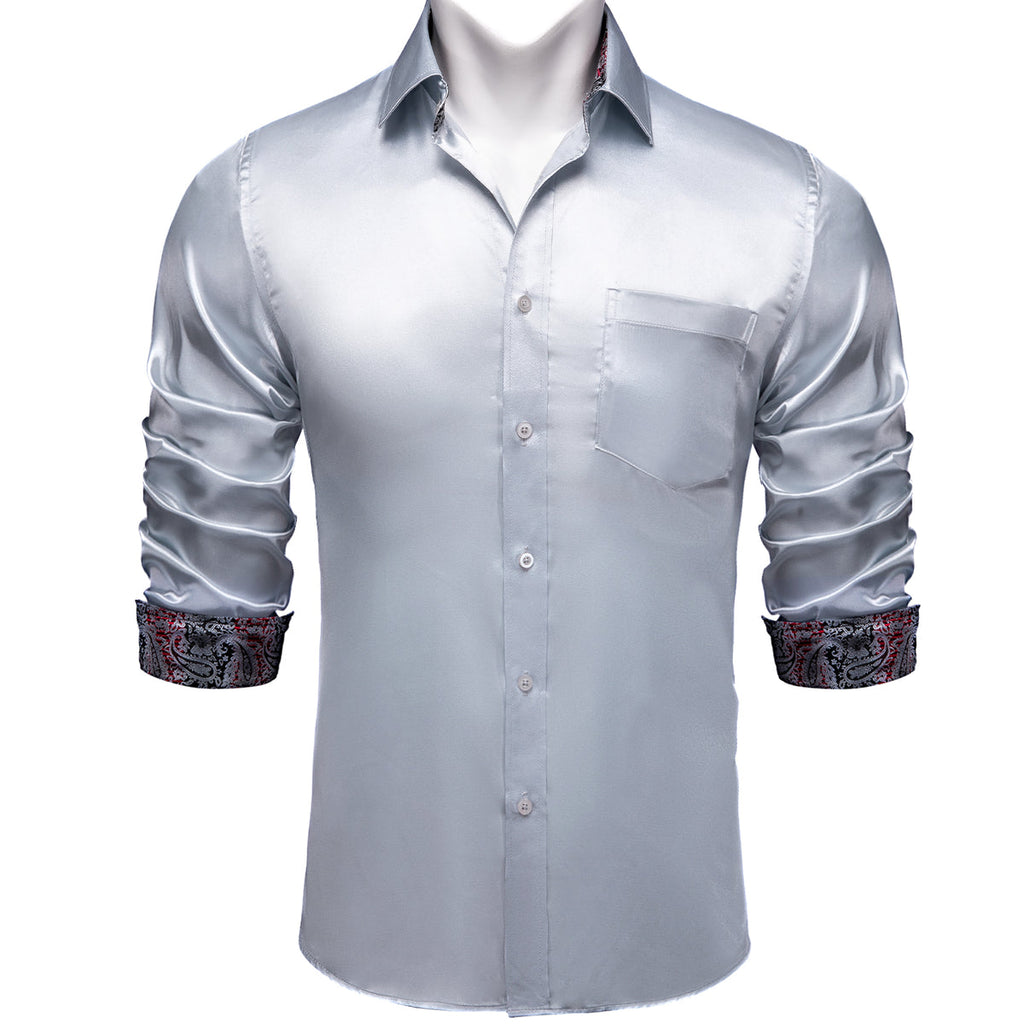 Silver with Black Paisley Accent Dress Shirt - GentCrest