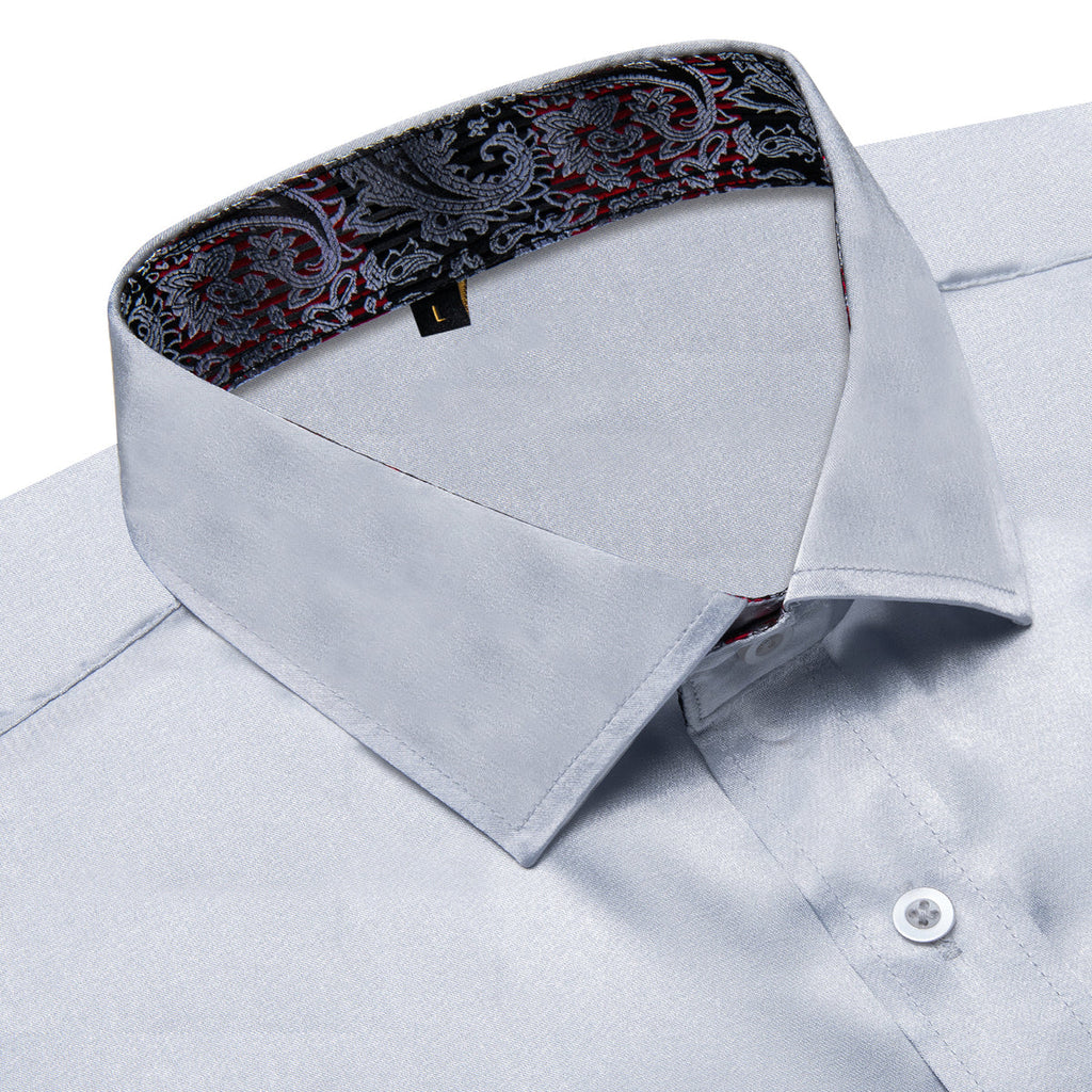 Silver with Black Paisley Accent Dress Shirt - GentCrest - View 3