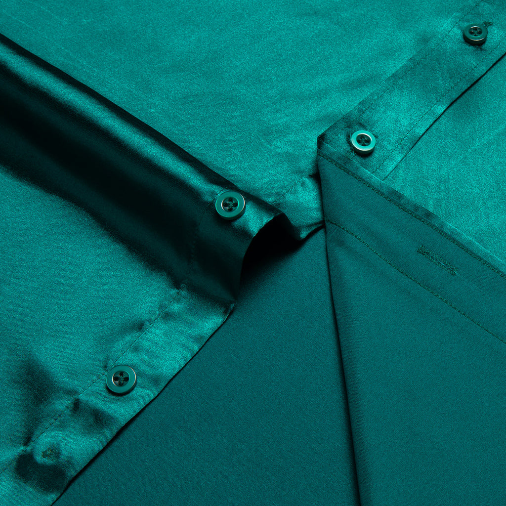 Solid Green with Green Paisley Accent Dress Shirt - GentCrest - View 4