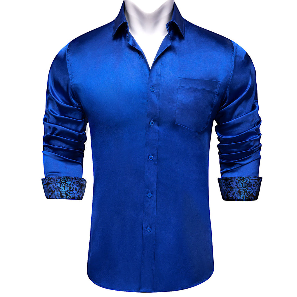 Royal Blue With Paisley Accent Dress Shirt - GentCrest