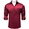 Burgundy Red Long Sleeve with Paisley Trim Detailing Dress Shirt - GentCrest