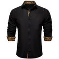 Black With Gold Floral Accent Dress Shirt - GentCrest