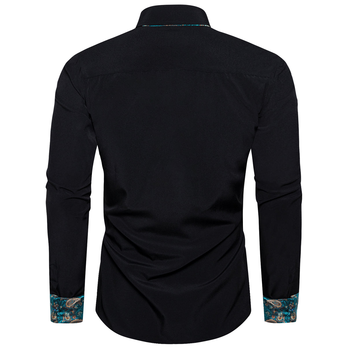 Black With Gold Paisley Accent Dress Shirt - GentCrest - View 4