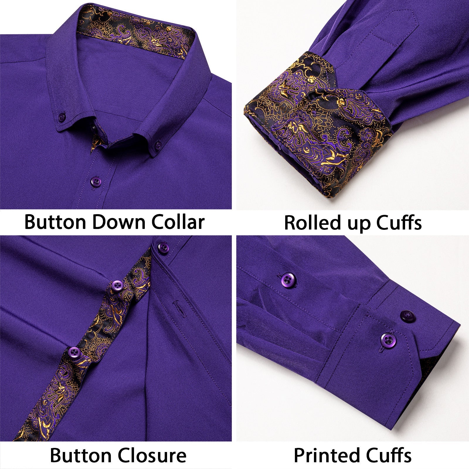 GentCrest Purple Paisley Shirt - Image 3