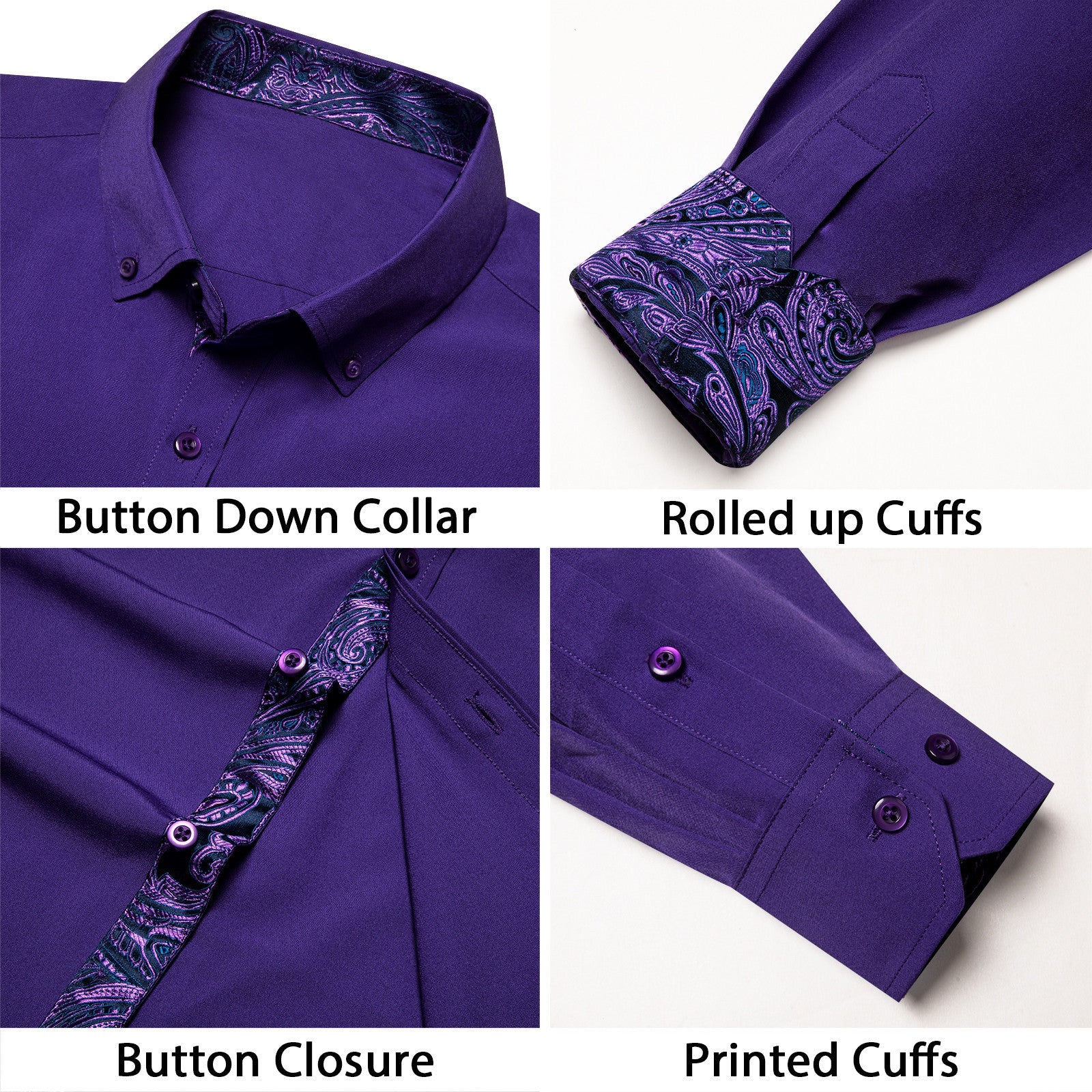 GentCrest Purple Paisley Shirt - Image 3