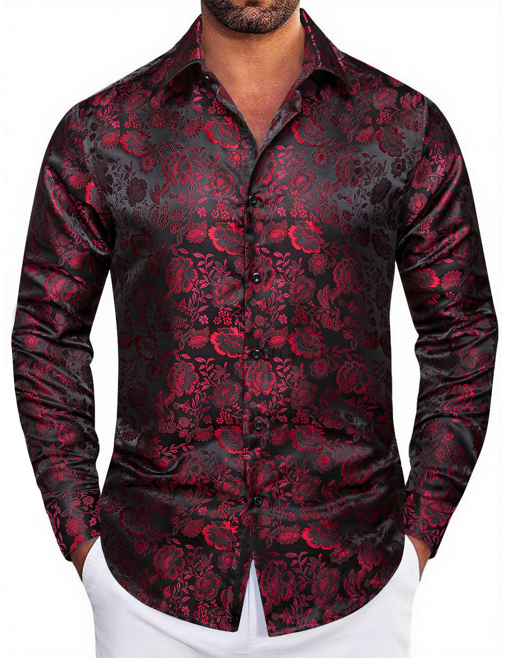 GentCrest Burgundy Floral Shirt - Image 2