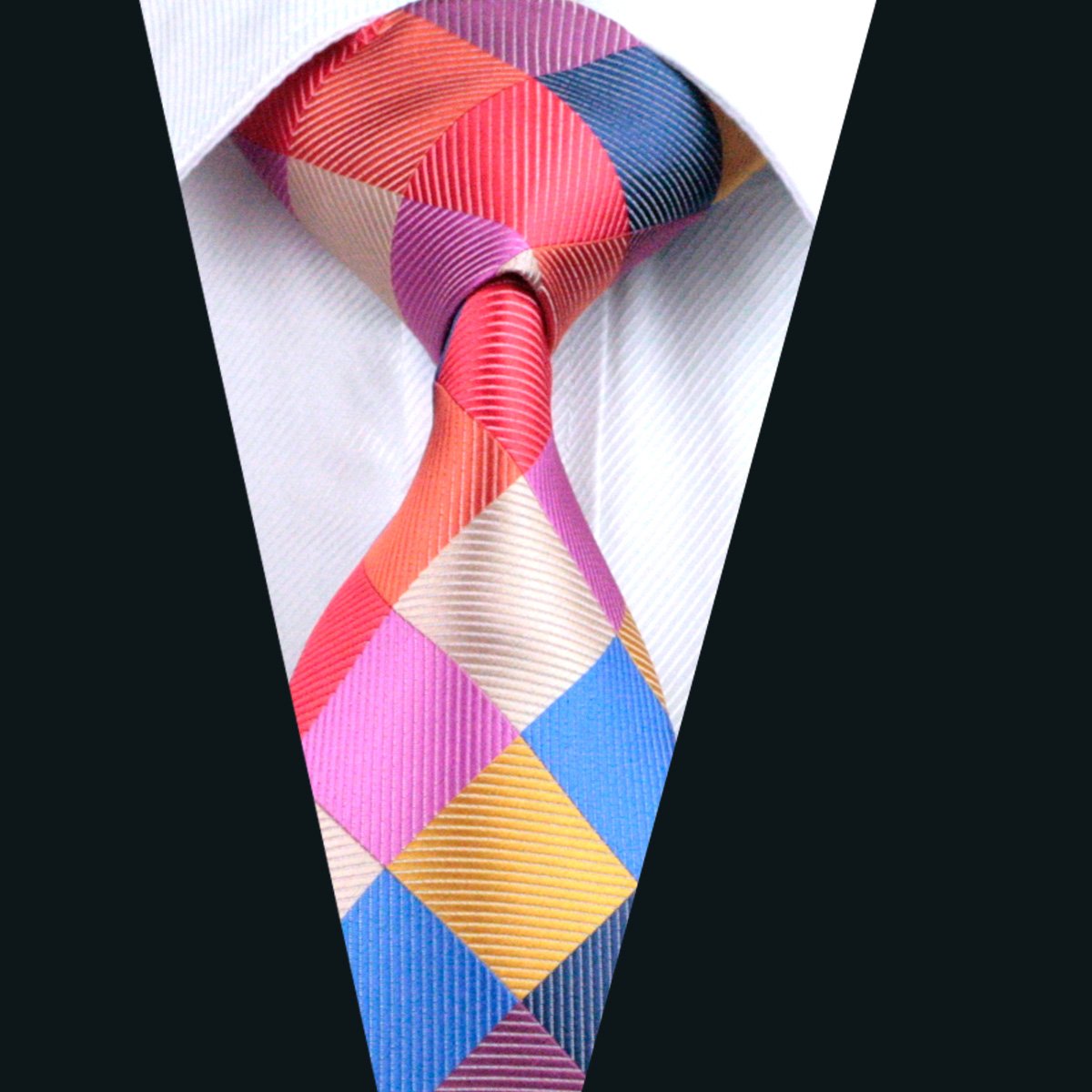 Red Blue Plaid Silk Tie Set - GentCrest - View 2