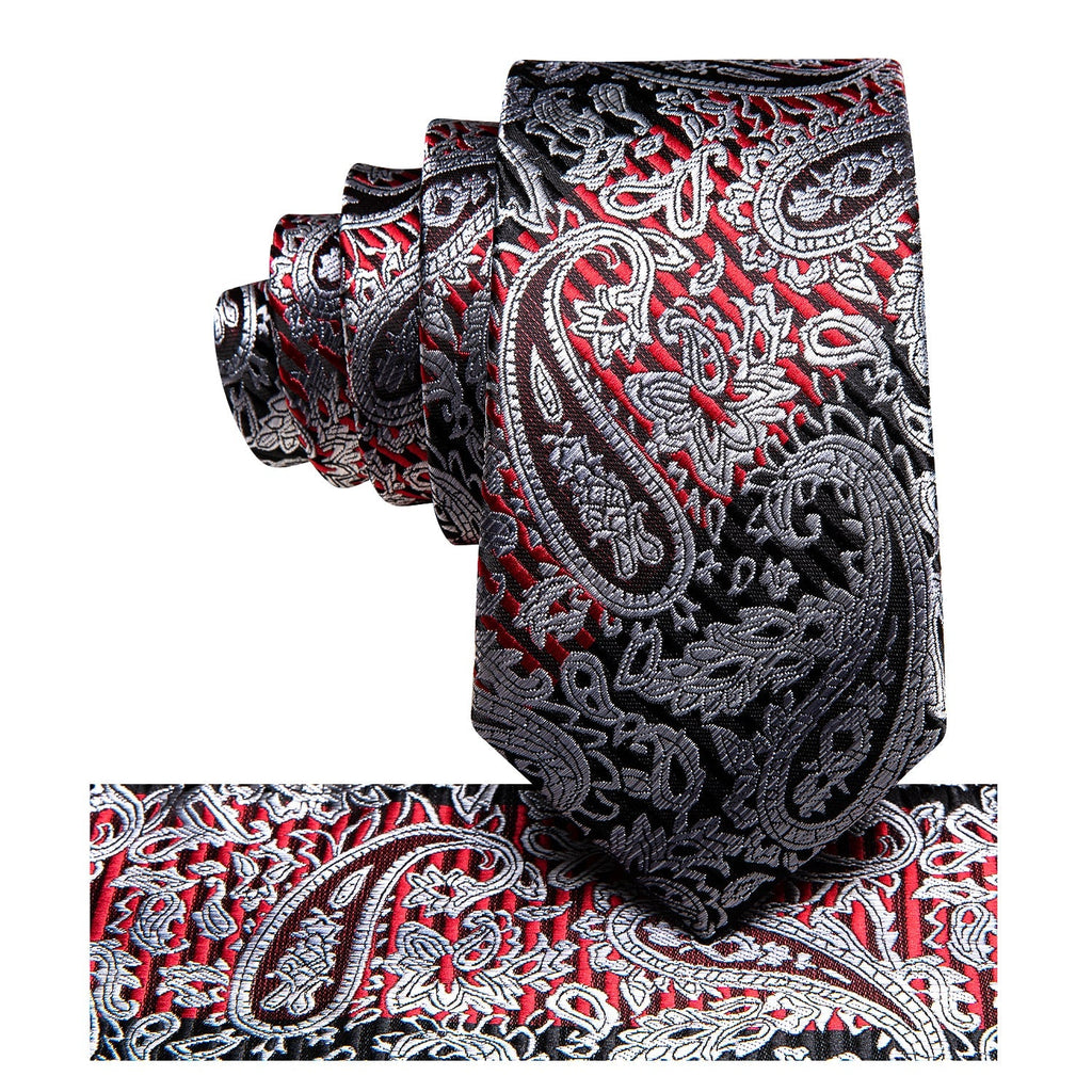 GentCrest Black Paisley Tie Hanky Cufflinks Set - Image 3
