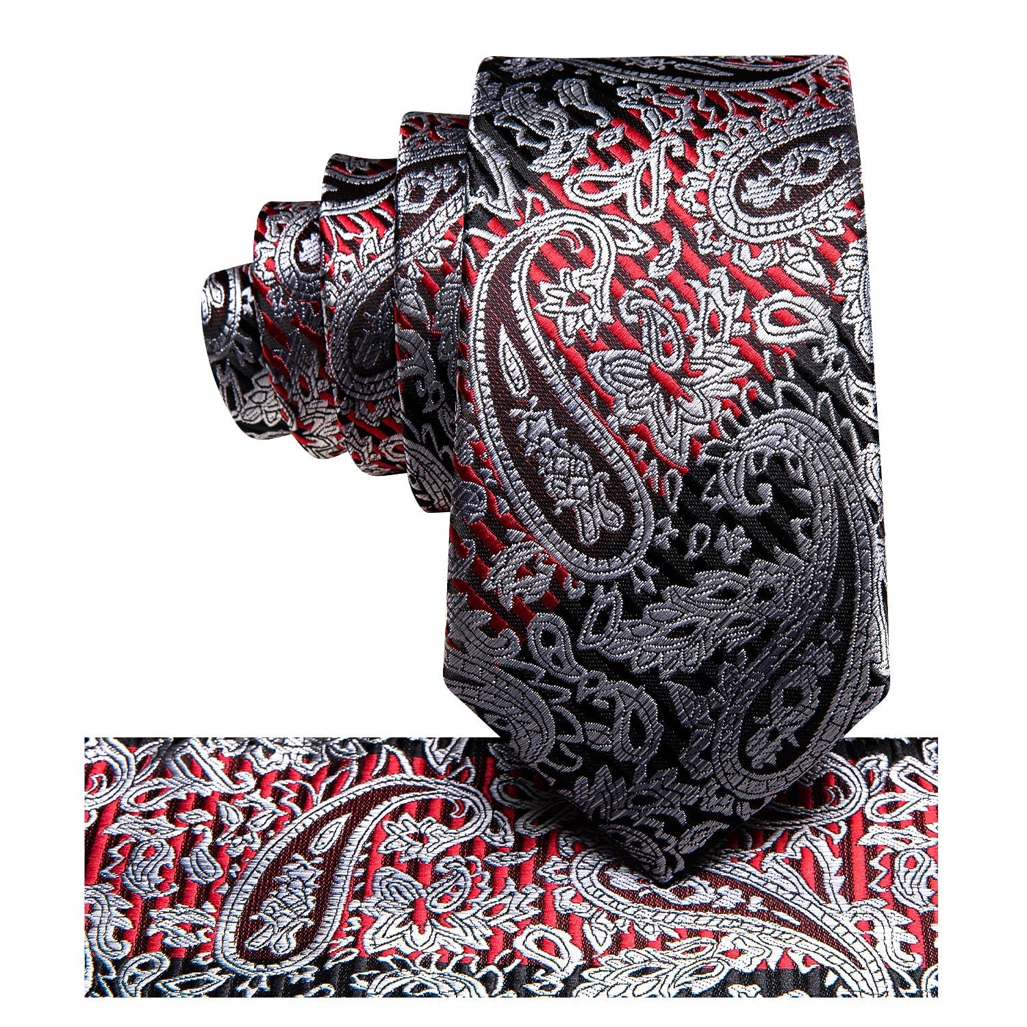GentCrest Black Paisley Tie Hanky Cufflinks Set - Image 3