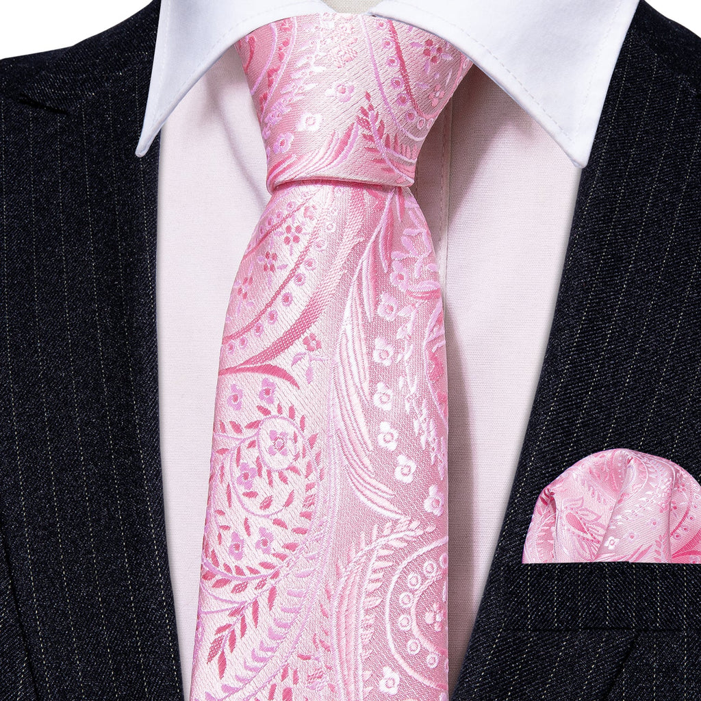 GentCrest Pink Paisley Tie Hanky Cufflinks Set - Image 2