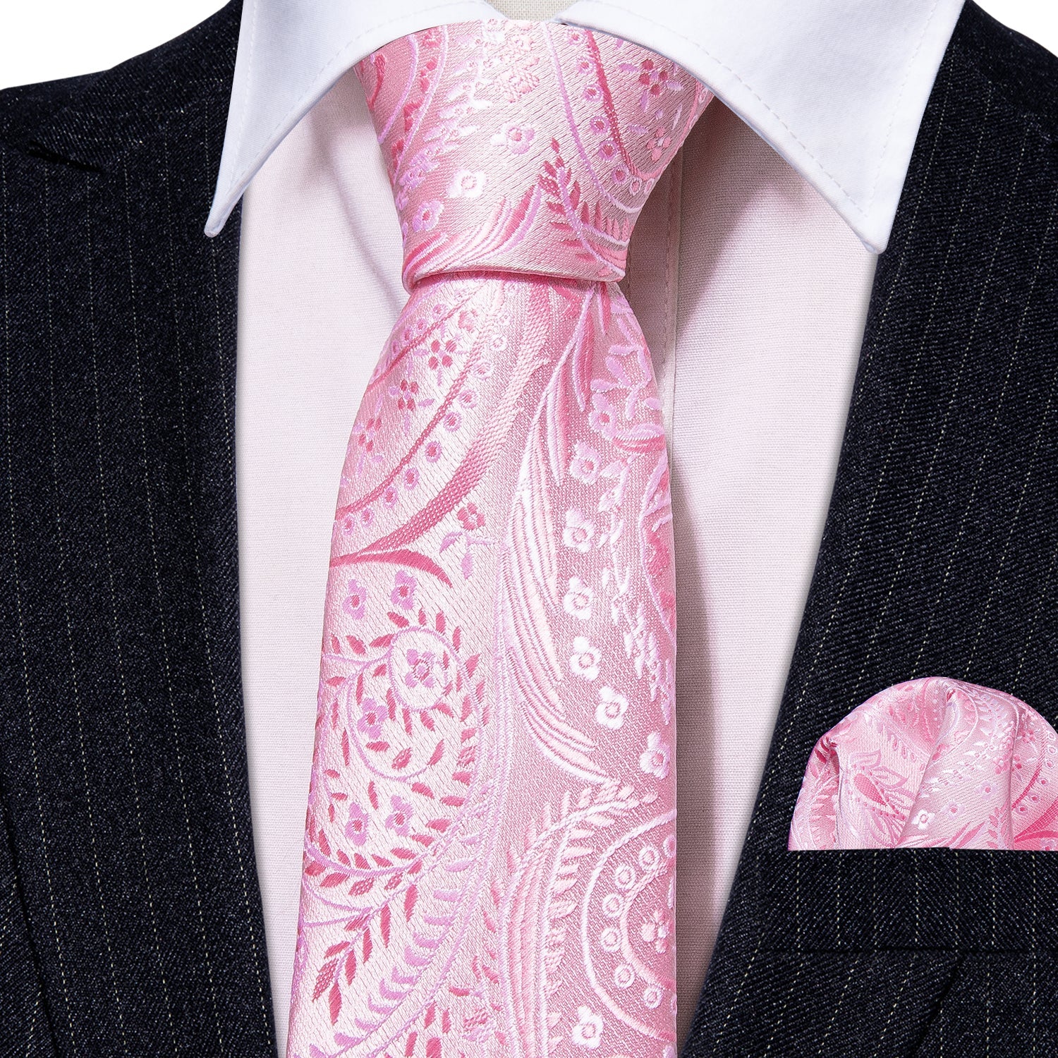 GentCrest Pink Paisley Tie Hanky Cufflinks Set - Image 2