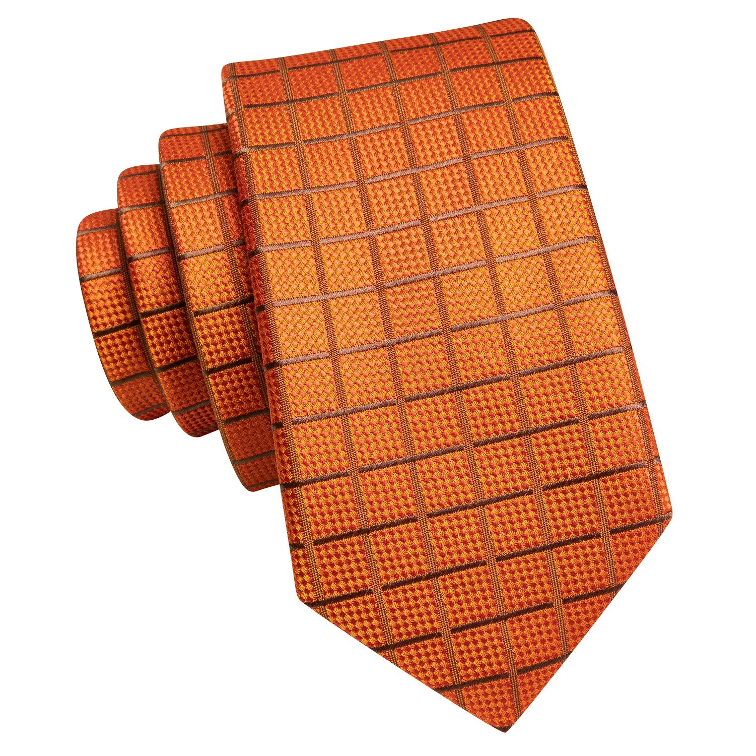 GentCrest Orange Plaid Tie Hanky Cufflinks Set - Image 2