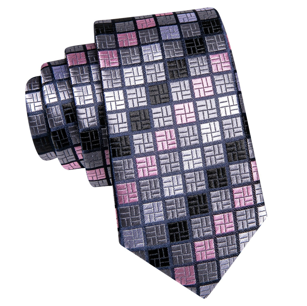 GentCrest Pink Plaid Tie Hanky Cufflinks Set - Image 7