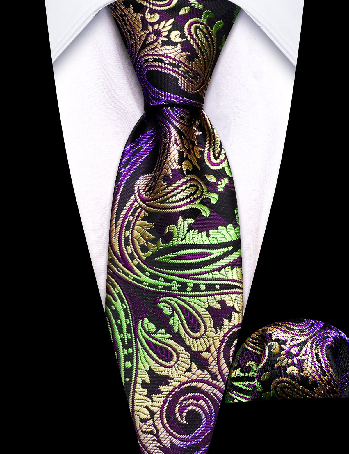 Purple Gold Paisley Children Silk Tie Set - GentCrest
