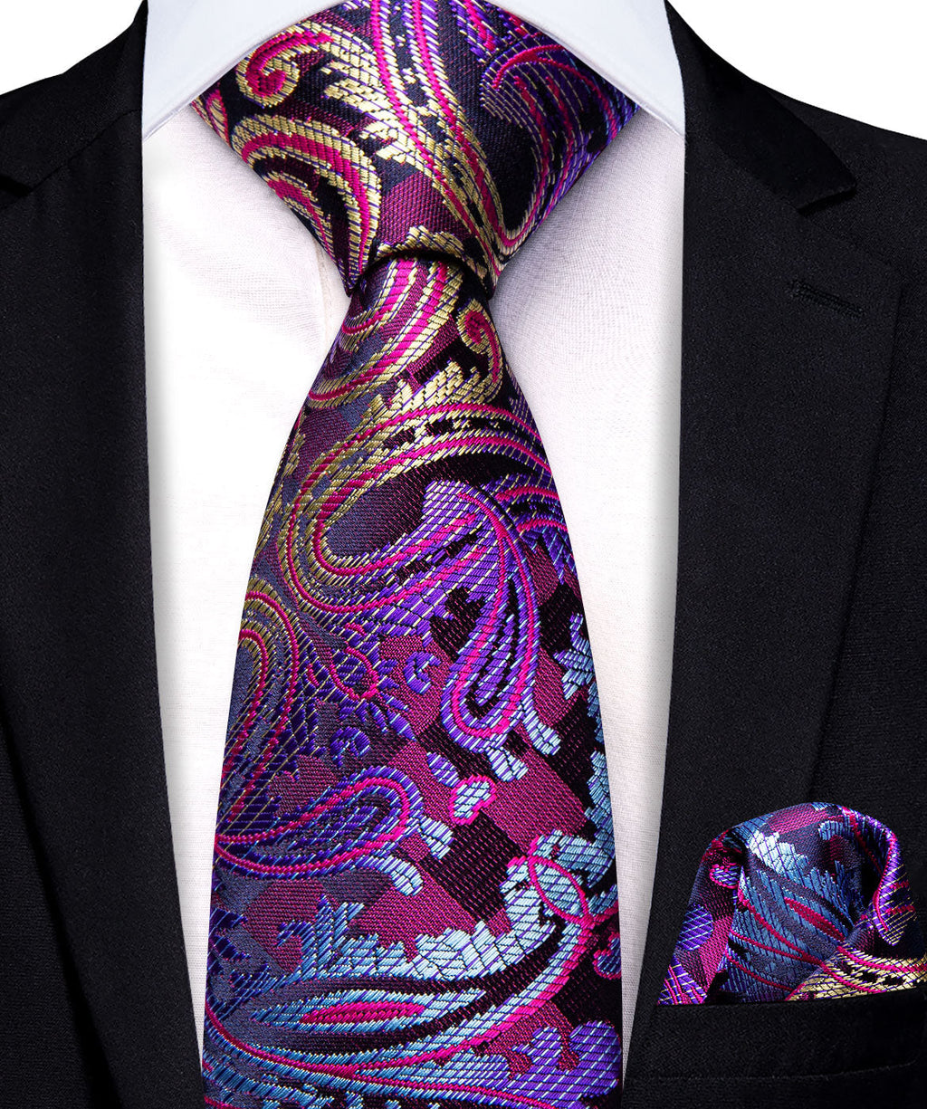 GentCrest Blue Paisley Tie Hanky Cufflinks Set - Image 2
