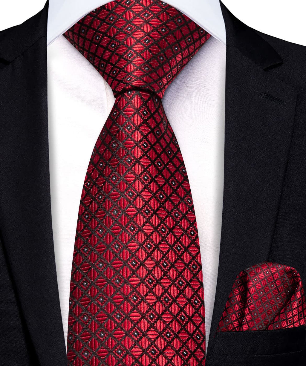 GentCrest Red Plaid Tie with Lapel Pin - Image 3