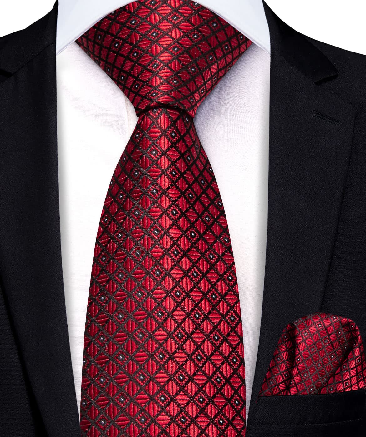 GentCrest Red Plaid Tie with Lapel Pin - Image 3