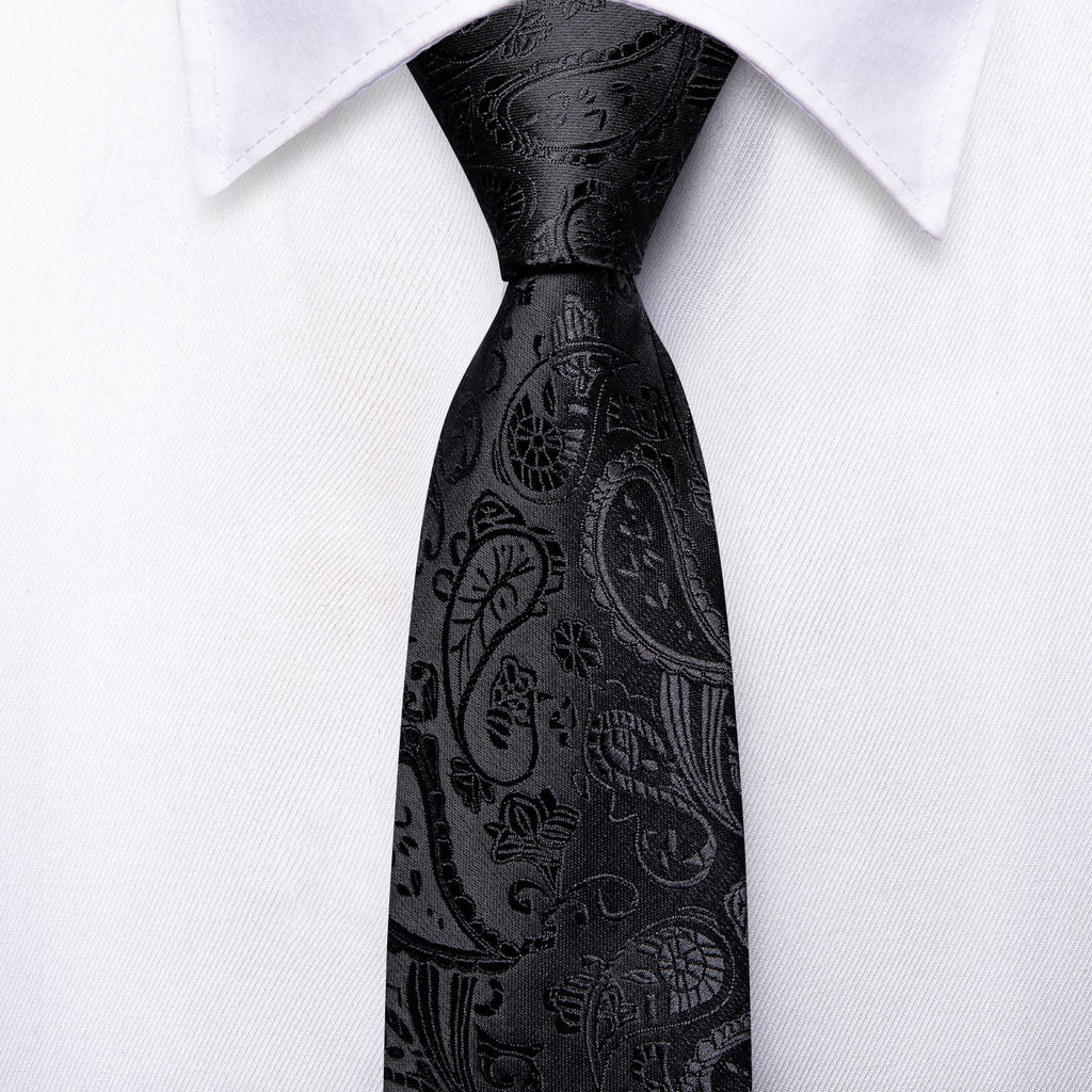 GentCrest Black Paisley Tie Hanky Cufflinks Set - Image 4
