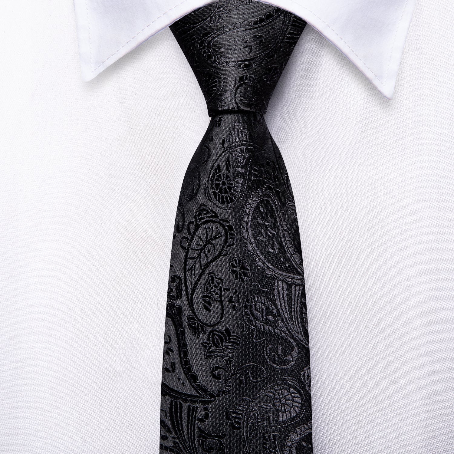 GentCrest Black Paisley Tie Hanky Cufflinks Set - Image 4