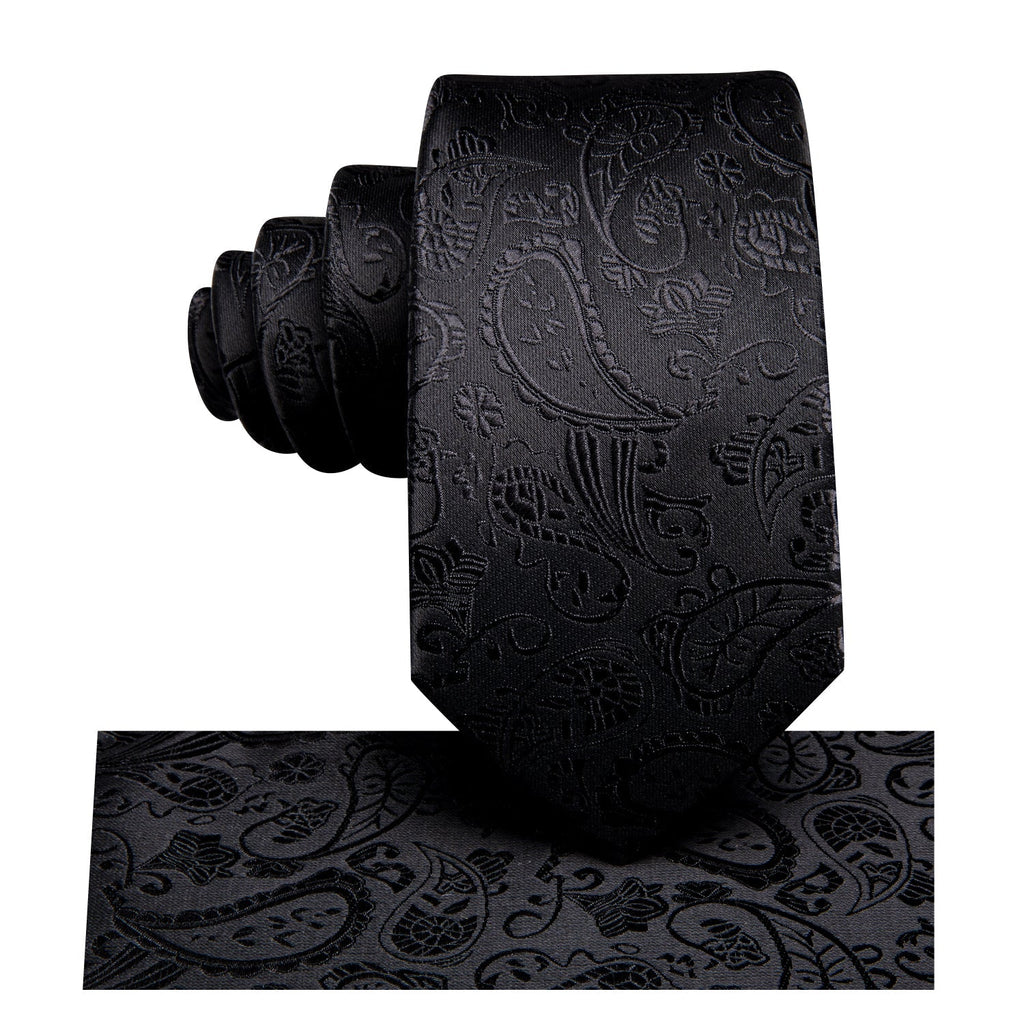 GentCrest Black Paisley Tie Hanky Cufflinks Set - Image 5