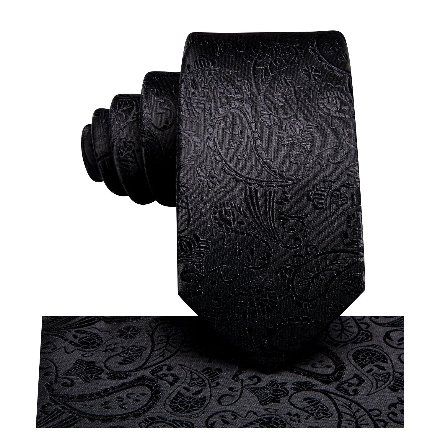 GentCrest Black Paisley Tie Hanky Cufflinks Set - Image 5