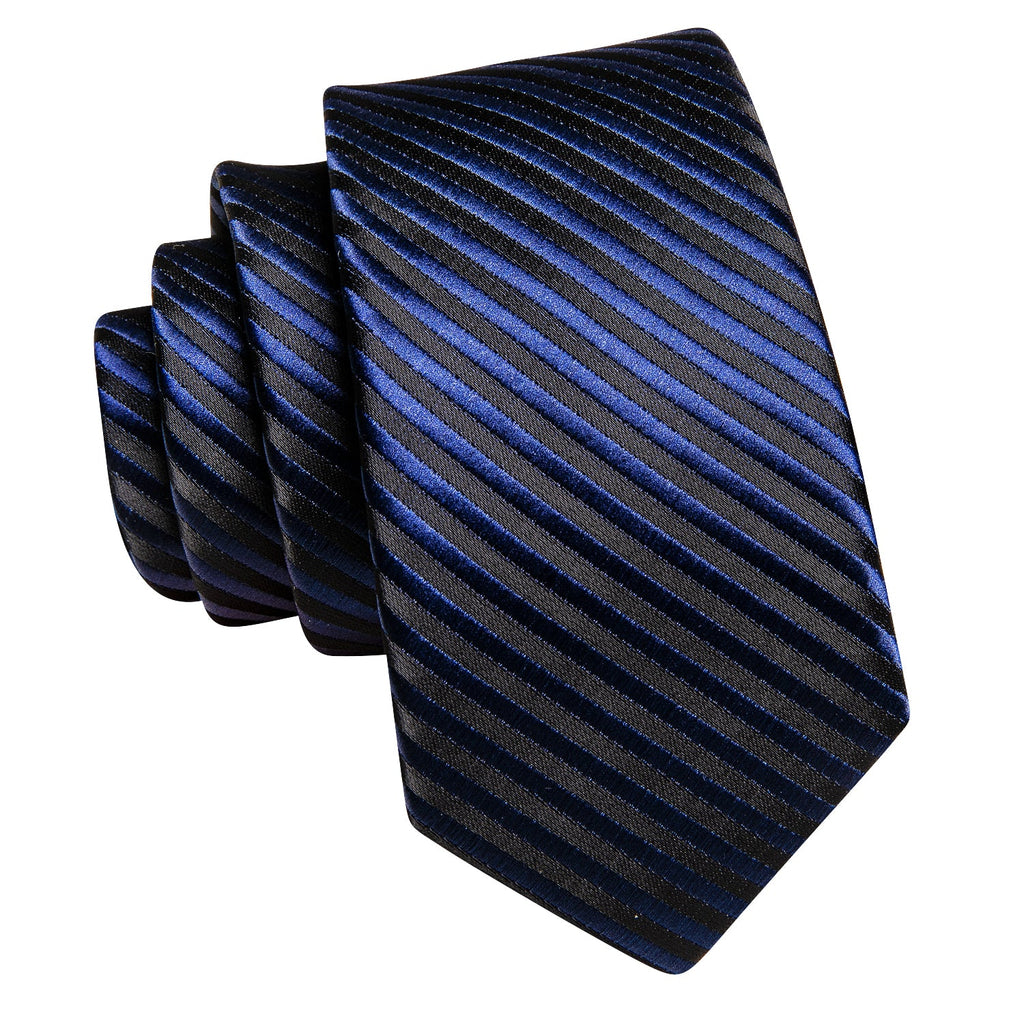 GentCrest Black Striped Tie Hanky Cufflinks Set - Image 2