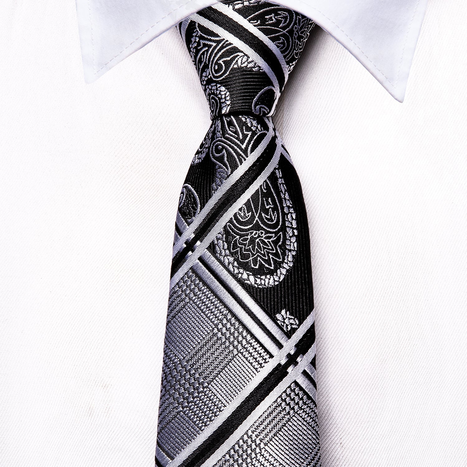 GentCrest Black Plaid Tie Hanky Cufflinks Set - Image 6