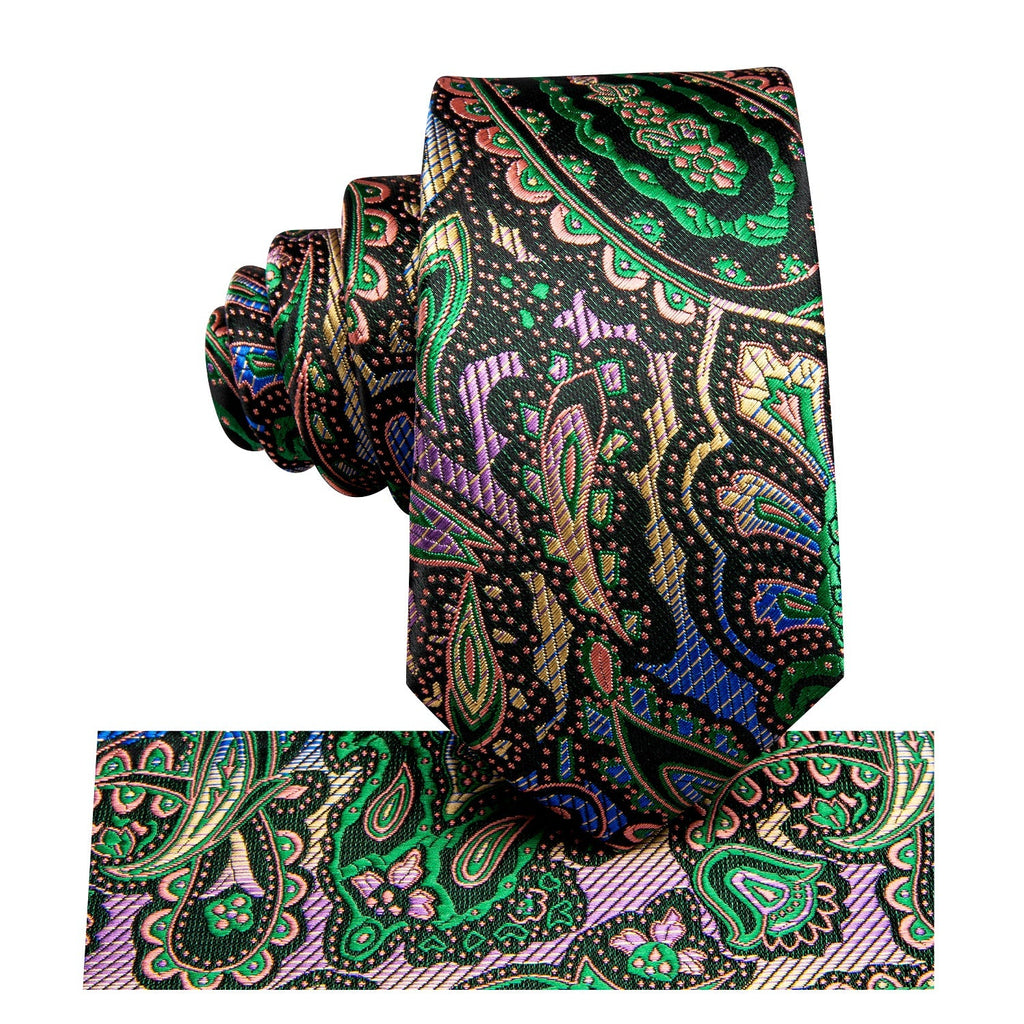 GentCrest Black Paisley Tie Hanky Cufflinks Set - Image 5