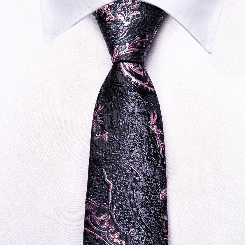 GentCrest Black Paisley Tie with Accessories - Image 7