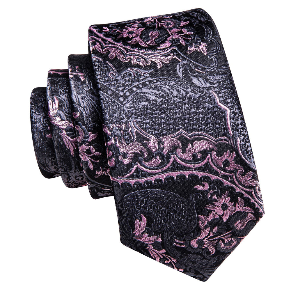 GentCrest Black Paisley Tie with Accessories - Image 8