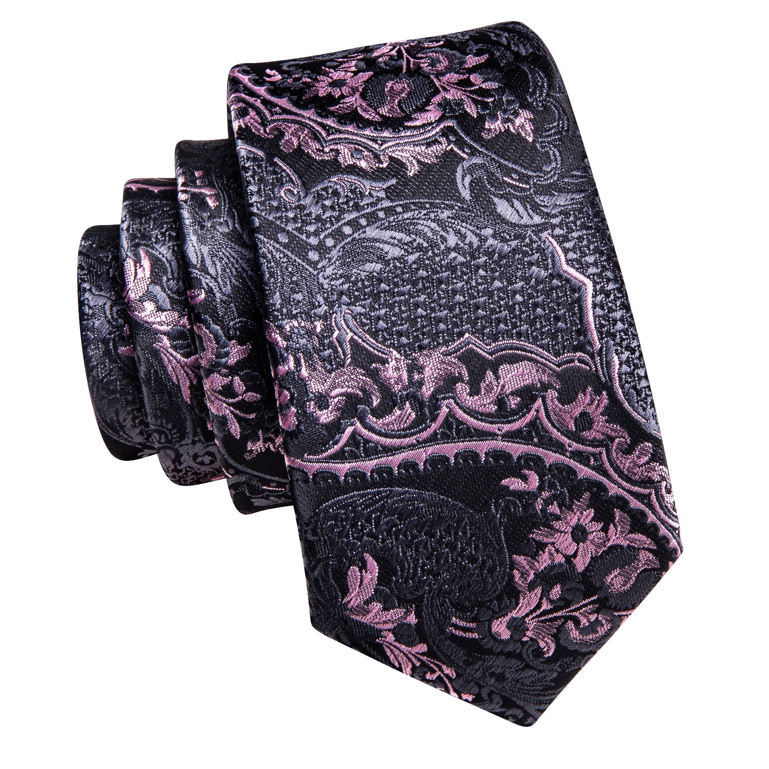 GentCrest Black Paisley Tie with Accessories - Image 8