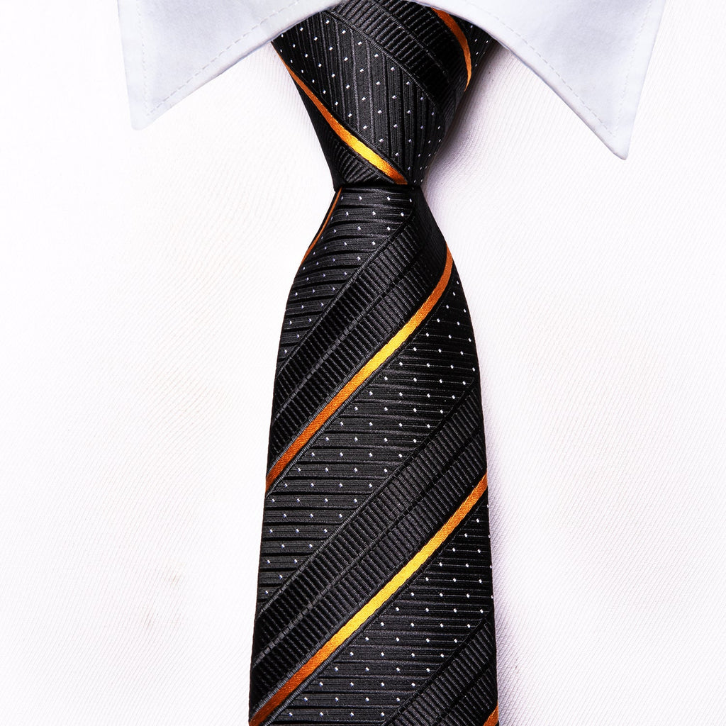 GentCrest Black Striped Tie Hanky Cufflinks Set - Image 4