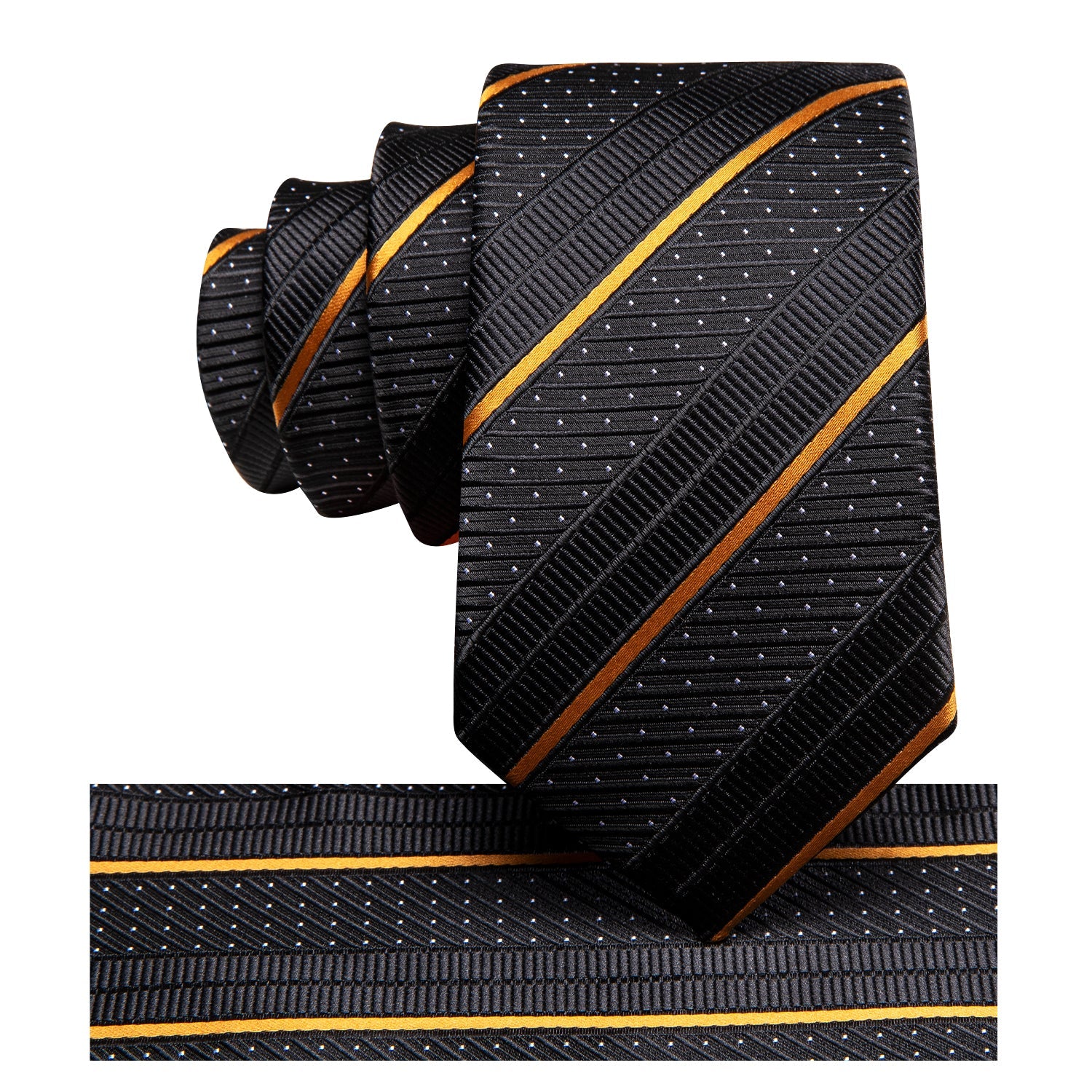 GentCrest Black Striped Tie Hanky Cufflinks Set - Image 5