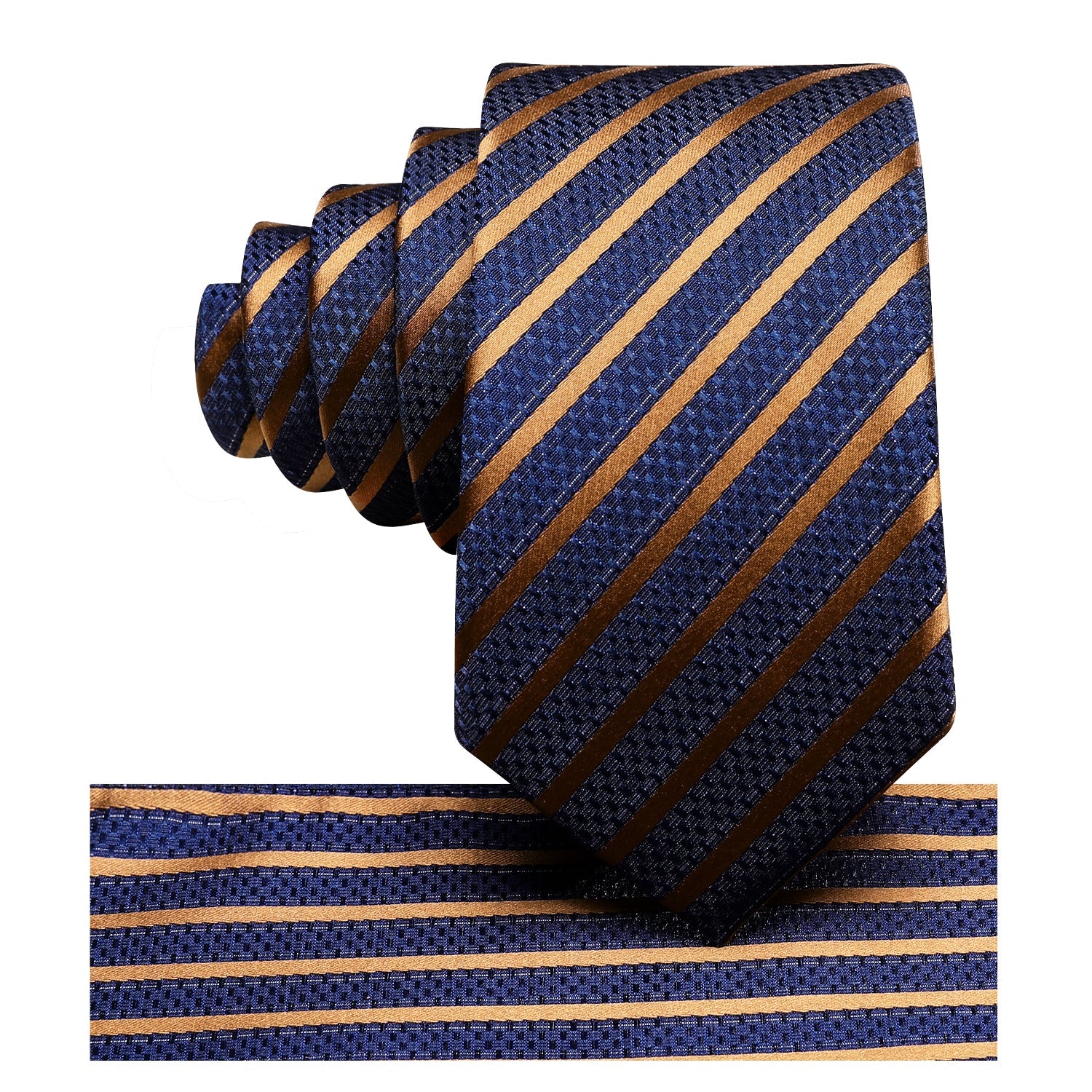 GentCrest Blue Striped Tie Hanky Cufflinks Set - Image 3