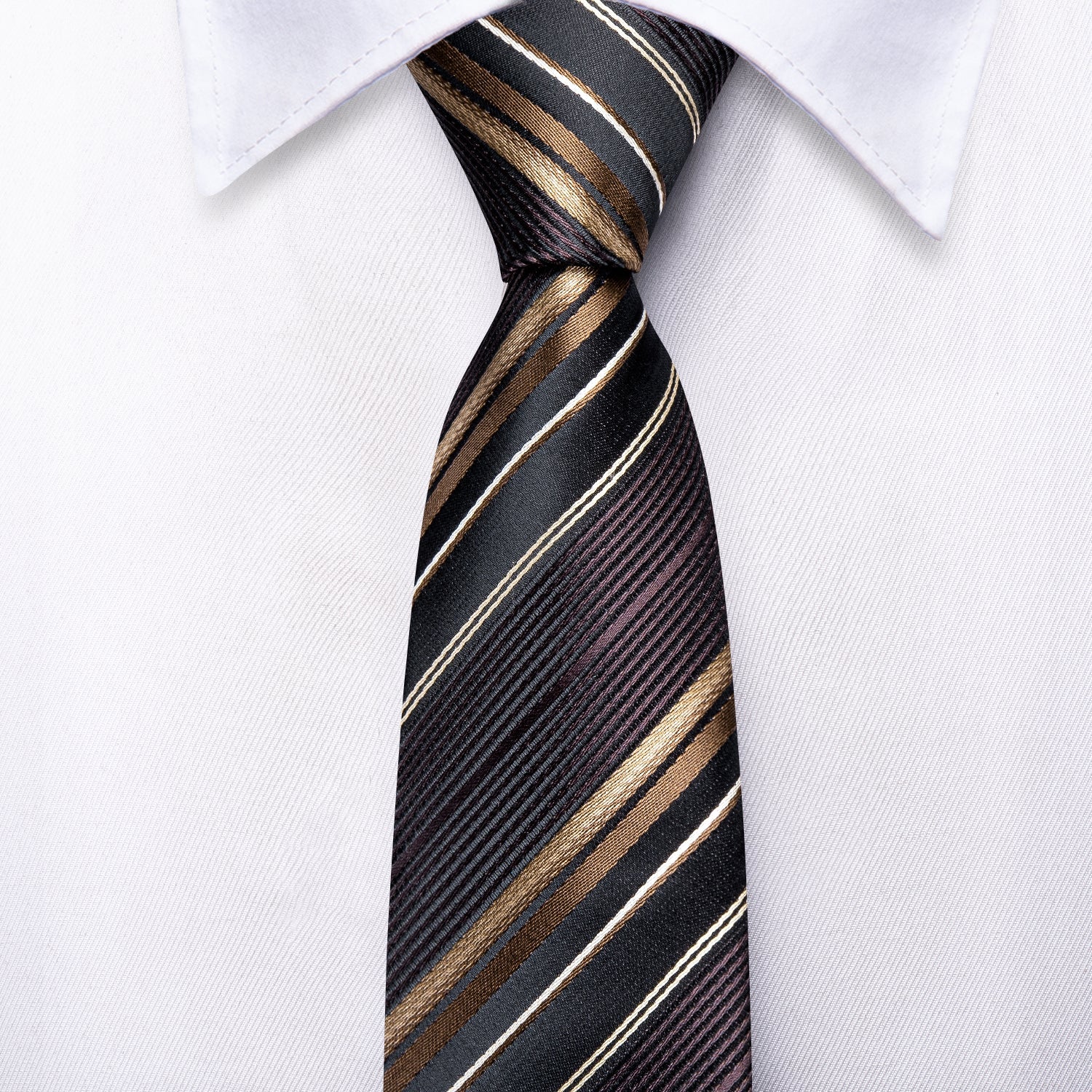 GentCrest Black Striped Tie Hanky Cufflinks Set - Image 6