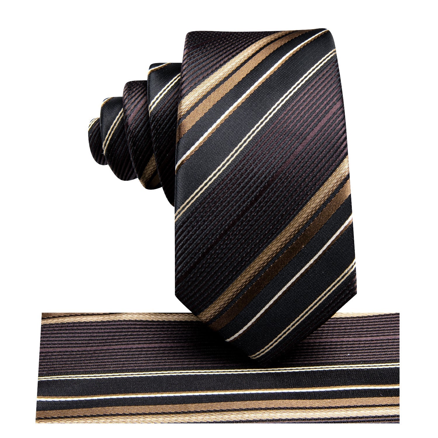 GentCrest Black Striped Tie Hanky Cufflinks Set - Image 3