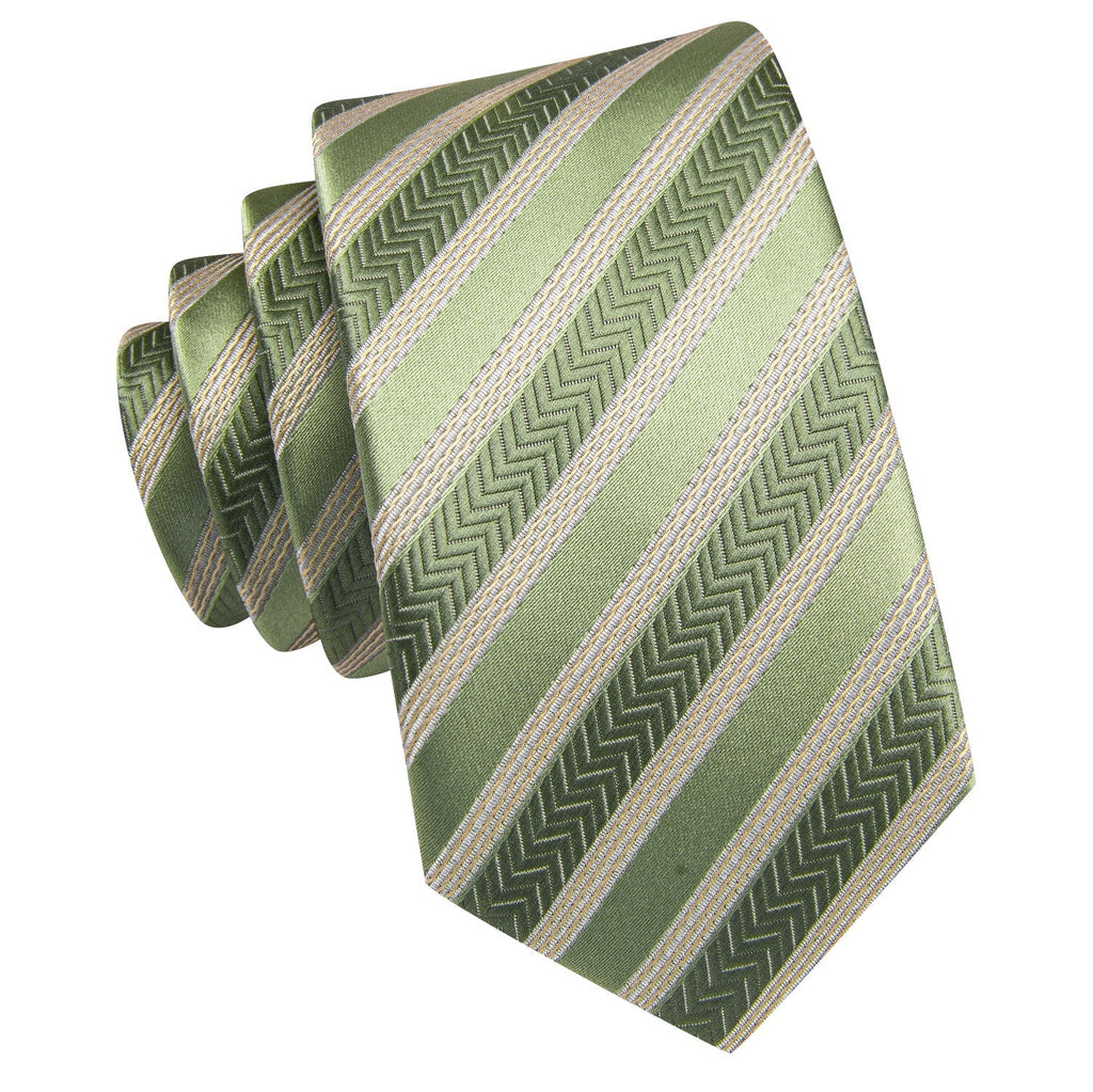 GentCrest Green Striped Tie Hanky Cufflinks Set - Image 7