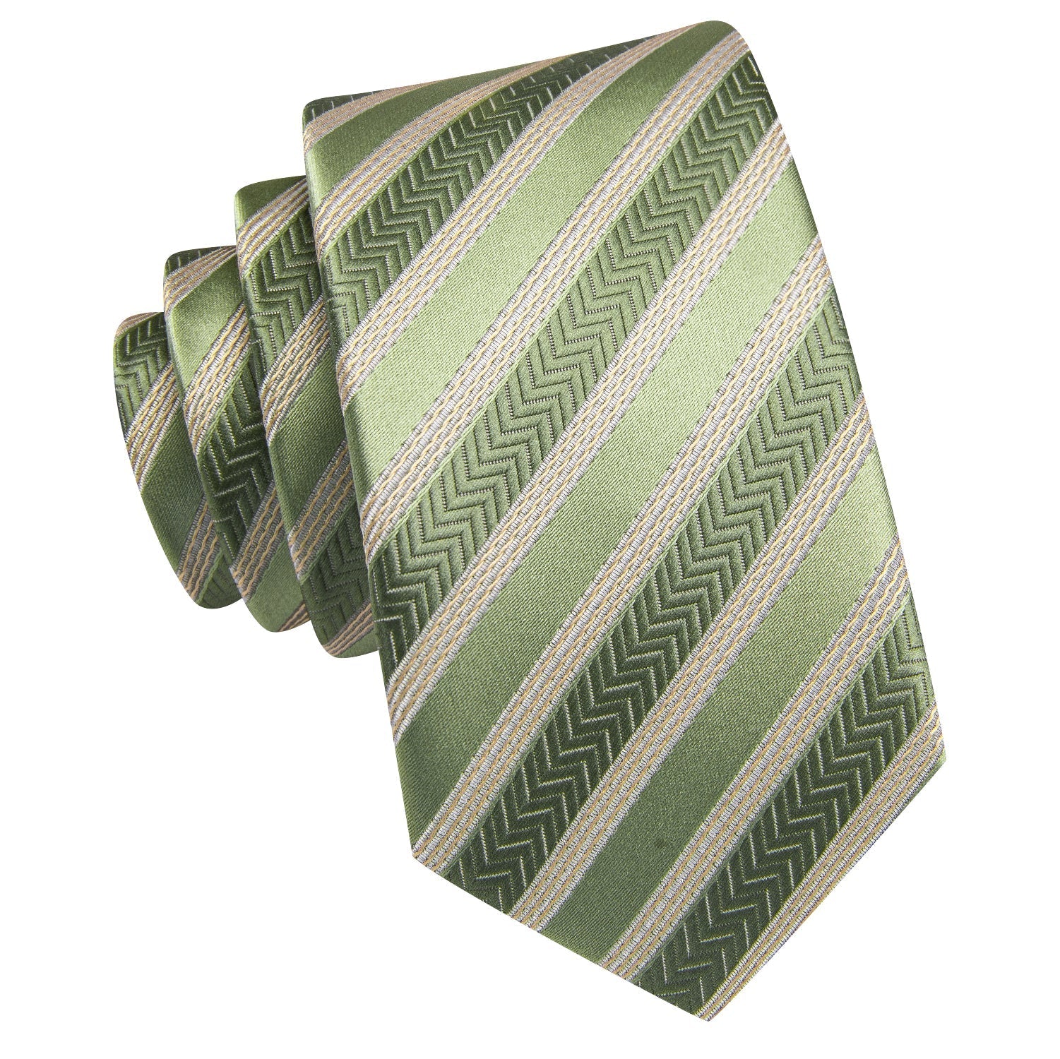 GentCrest Green Striped Tie Hanky Cufflinks Set - Image 7