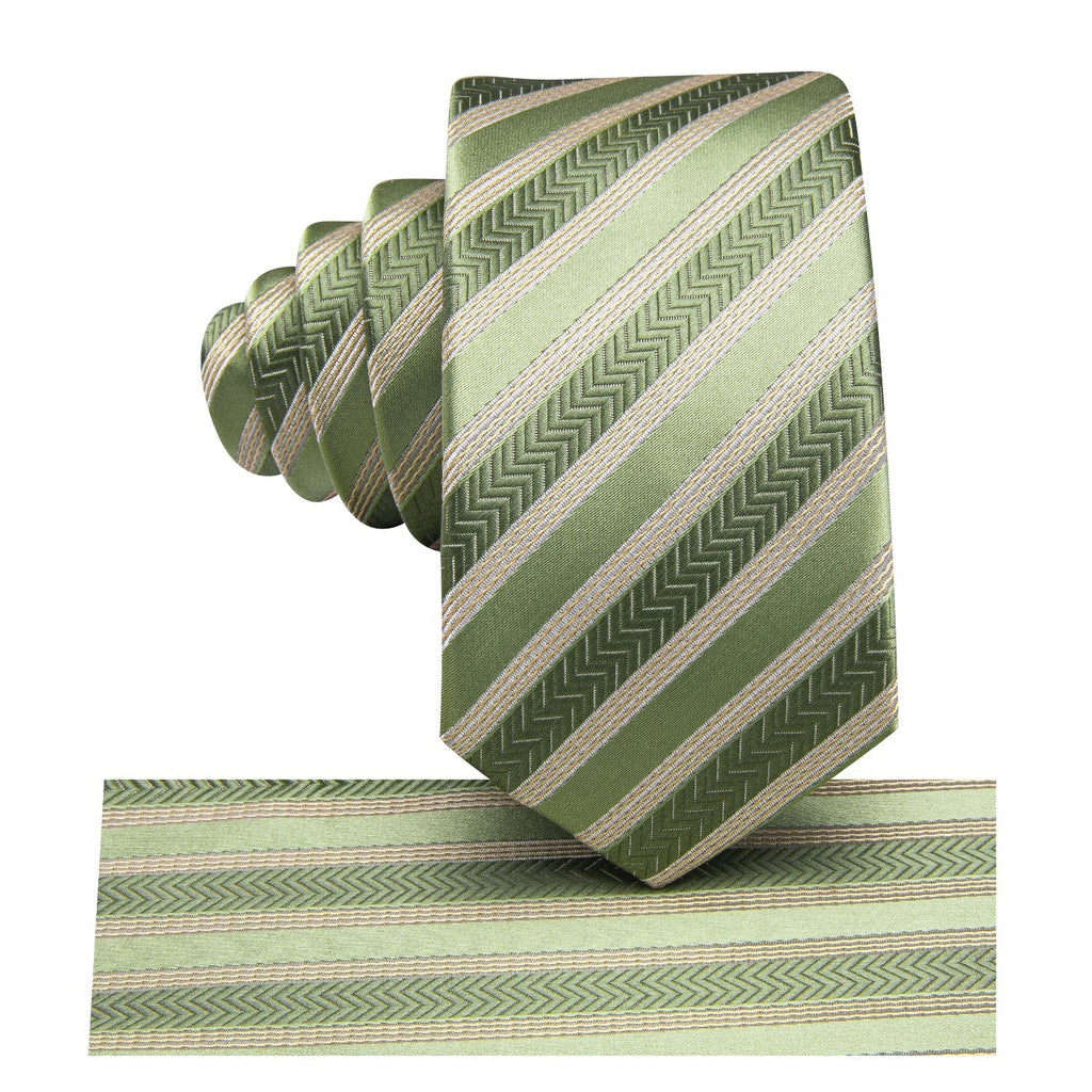 GentCrest Green Striped Tie Hanky Cufflinks Set - Image 5