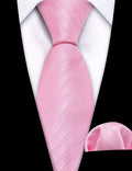 Pink Striped Children Silk Tie Set - GentCrest