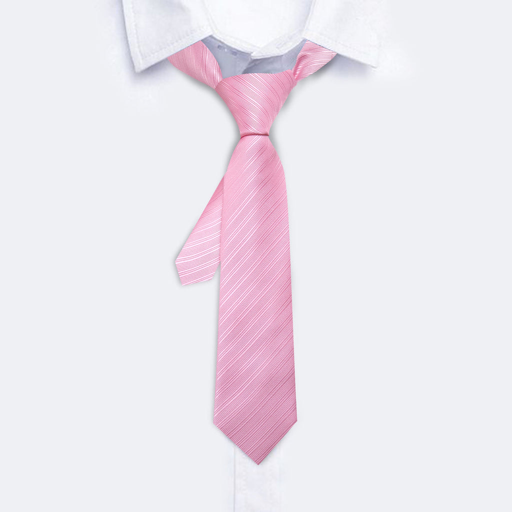Pink Striped Children Silk Tie Set - GentCrest - View 2