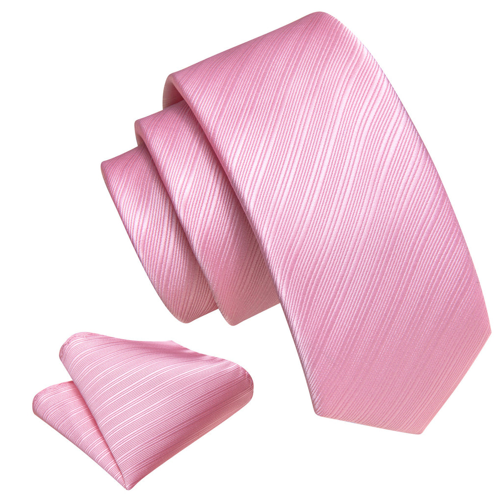 Pink Striped Children Silk Tie Set - GentCrest - View 4