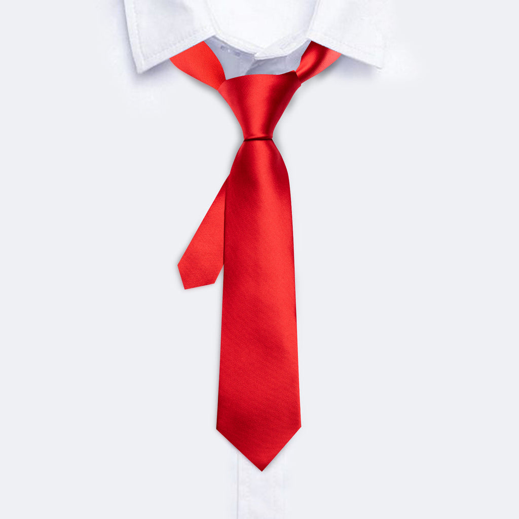 Red Solid Silk Children Silk Tie Set - GentCrest
