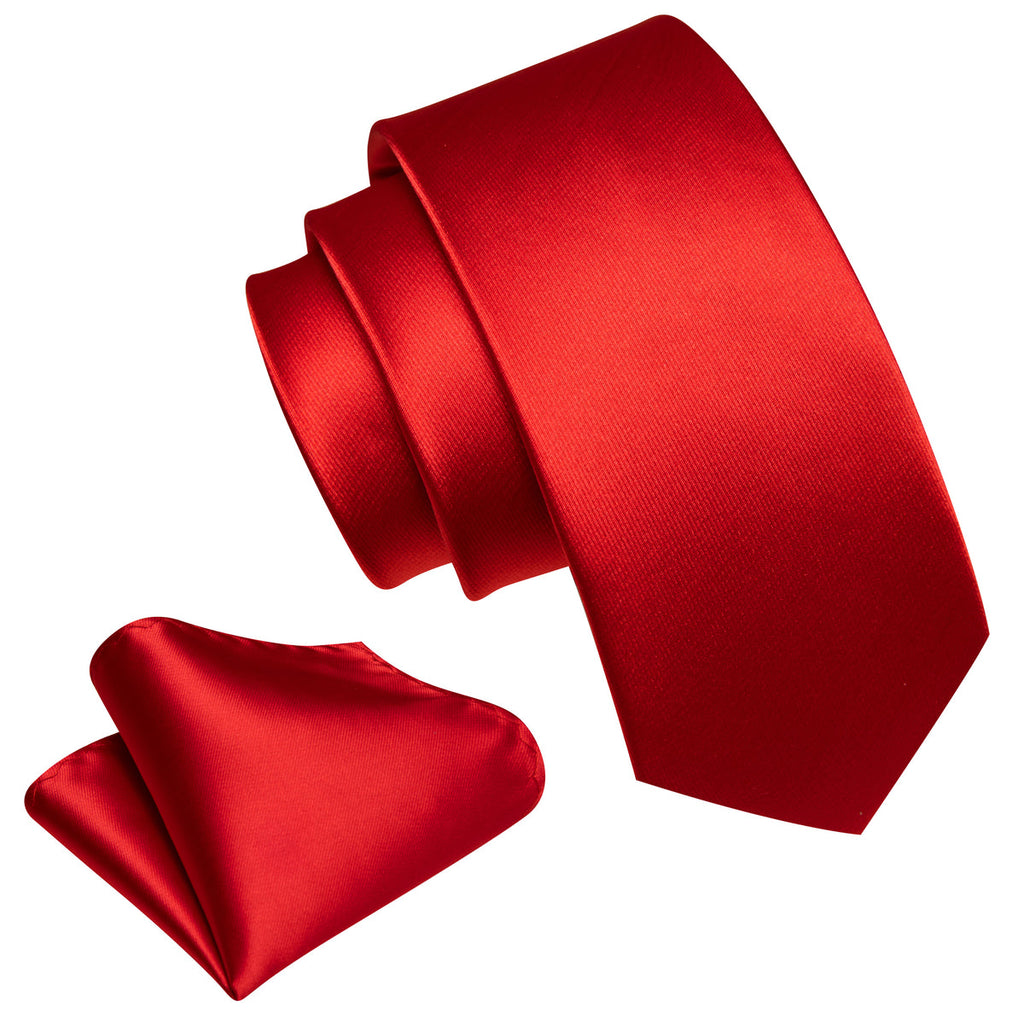 Red Solid Silk Children Silk Tie Set - GentCrest - View 4